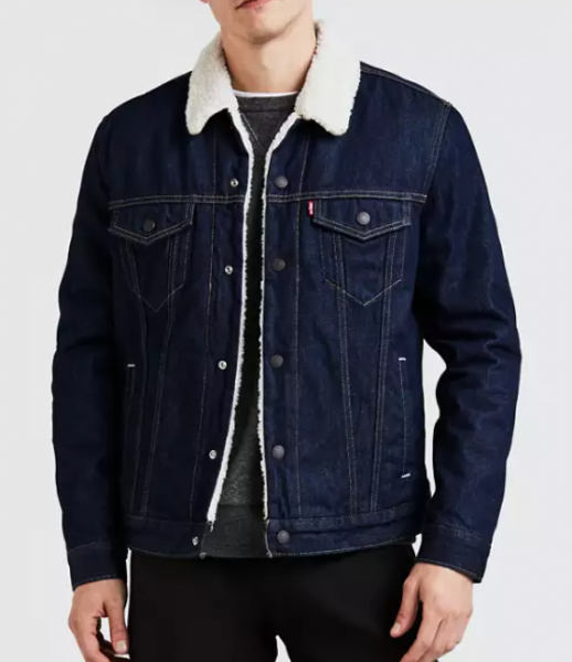 TYPE 3 SHERPA TRUCKER MED INDIGO  WORN IN